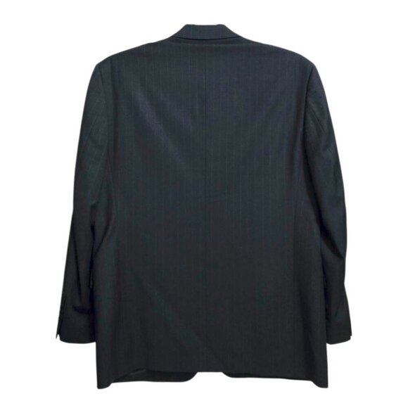 Adolfo Black Pinstripe Italian Super 120s Wool Single Breasted Blazer Sz 46R - Picture 5 of 12